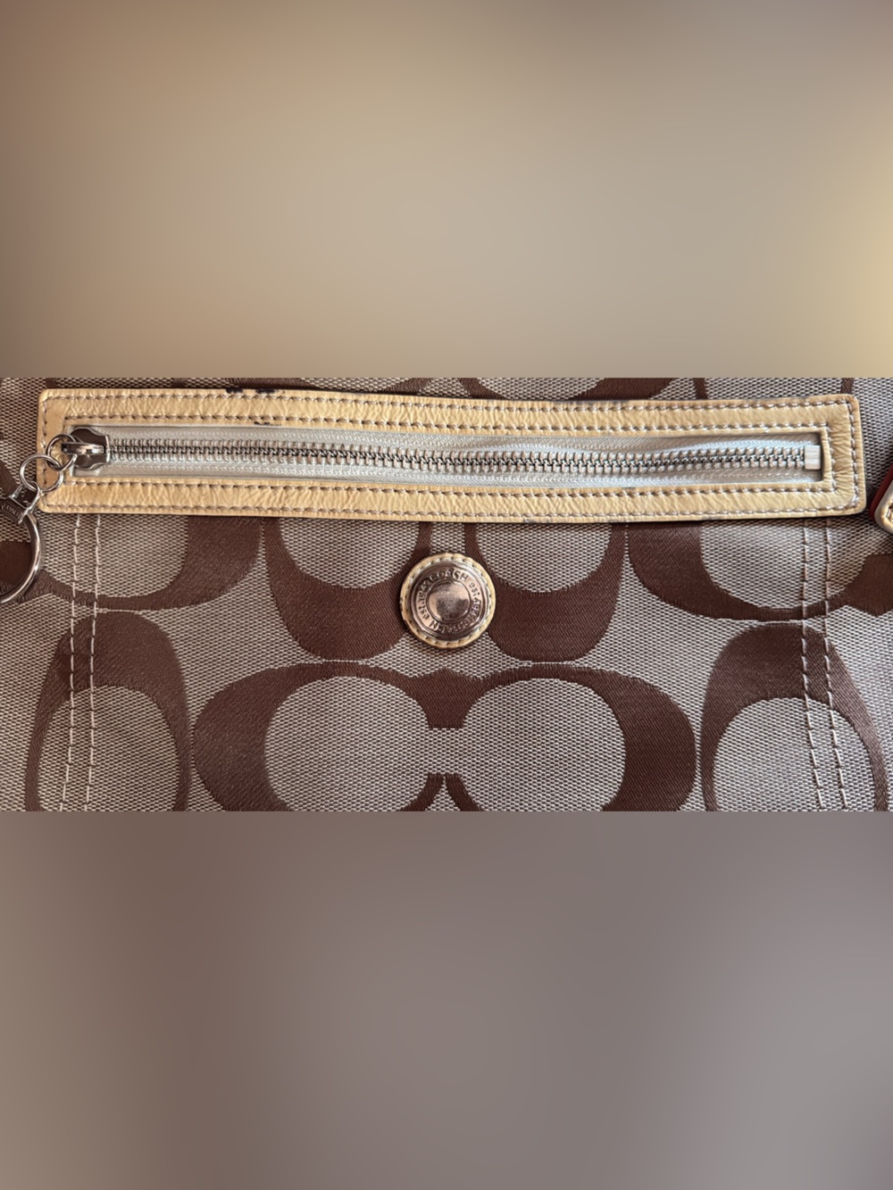 Coach Brown and Tan Signature Crossbody Bag - Picture 2 of 5
